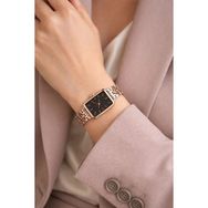 Sonsuzsaat Gümüş Bakır Renk Siyah Kadran Şık Retro Tasarım Genç Kız Kadın Zarif Şık Trend Kol Saati - Rose Gold