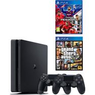 Sony Playstation 4 Slim 500 gb + 2. PS4 Kol + PS4 Pes 2020 + PS4 Gta 5 Siyah Oyun Konsolu