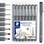 Staedtler 308 SB8 Pigment Liner Siyah 8'li Çizim Kalemi Set
