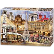 Star Puzzle 1000 Parçalık Fransa Kolajı ve Eyfel Kulesi Puzzle