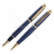 Steelpen 2716 Mavi Altın Dolma-Tükenmez Kalem Seti