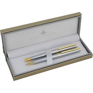 Steelpen 8131 Slim Krom Altın Dolma-Tükenmez Kalem Seti