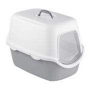 Stefanplast Cathy Beyaz Gri 56x40x40 cm Kapalı Kedi Tuvaleti
