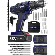 Steiner Alman V-tech 58 V 5 Ah Çelik Motor Çelik Şanzuman Darbeli Şarjlı Çift Akülü Vidalama Matkap