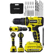 Steiner ST0518R215400339 Alman 58 v 5 Ah Darbeli Çift Akülü Metal Şanzuman Bakır Sargı Şarzlı Vidalama Matkap 24 Parça Set