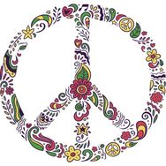 Sticker Fabrikası Çiçekli Peace Simge Logo 8x8 cm Duvar Stickerı