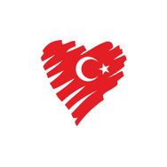 Sticker Fabrikası Kalp Şeklinde Türk Bayrağı Türk Bayrağı 10x10 cm Duvar Stickerı