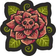 Sticker Fabrikası Kuru Kafa Kurukafa Gül 11x11 cm Duvar Stickerı