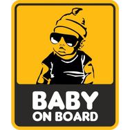Sticker Fabrikası Renkli 19 x11 cm Baby On Board Arabada Bebek Var