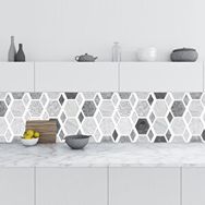 StickerArt Altıgen Desen Gri 60x100 cm Mutfak Tezgah Arası Folyo Fayans Kaplama Folyosu