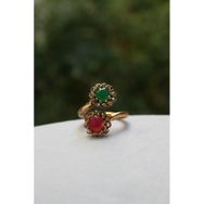 Stoneage Bronz Zümrüt Yakut Sarmaşık Ayarlanabilir Bayan Yüzük
