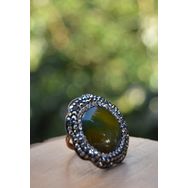 Stoneage F02609 Yeşil Akik Doğal Taşlı El Yapımı Yüzük