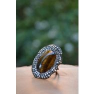 Stoneage F02610 Kaplan Gözü Doğal Taşlı El Yapımı Yüzük