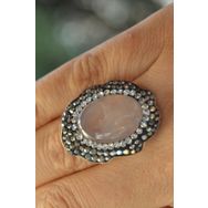 Stoneage F02620 Pembe Kuvars Doğal Taşlı El Yapımı Yüzük
