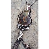 Stoneage Jewellery Amonit Fosili Doğal Taş Tasarım Bayan Kolye
