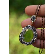 Stoneage Jewellery Kedi Gözü Fıstık Yeşili Bayan Kolye