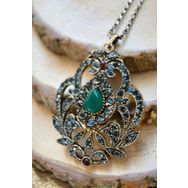 Stoneage Jewellery Kök Zümrüt Taşlı Otantik Kadın Kolye