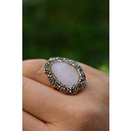 Stoneage Kedi Gözü Açık Pembe Ayarlanabilir Yüzük