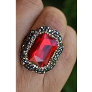 Stoneage RF03772 Kristal Kırmızı Taşlı El Yapımı Ayarlanabilir Yüzük