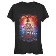 Stranger Things Ekip Poster Siyah Bisiklet Yaka Erkek T-shirt