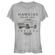 Stranger Things Hawkins Police Araba Heather Gri Kadın T-shirt
