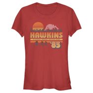 Stranger Things Hawkins Vintage Sunsnet Rot Kırmızı Kadın T-shirt