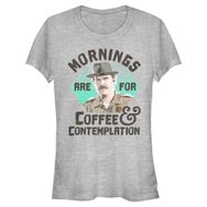 Stranger Things Hopper Coffee Morning Heather Gri Kadın T-shirt