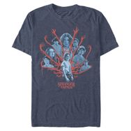 Stranger Things Tonal Gorgon Group Shot Vintage Heather Navy Erkek T-shirt