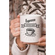 Stüdyo SM Espresso Coffee Shop Vektörel Çizim Baskılı Kupa Bardak