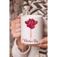 Stüdyo SM Valentines Day Sevgililer Günü Balonlu Vektörel Çizim Baskılı Kupa Bardak