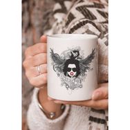 Stüdyo SM Vektörel Çizim Girl Kız Logo Baskılı Kupa Bardak