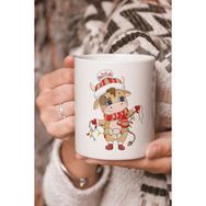 Stüdyo SM Vektörel Çizim Merry Christmas Buzağı Logo Baskılı Kupa Bardak