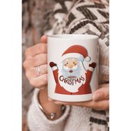 Stüdyo SM Vektörel Çizim Merry Christmas Mutlu Yıllar Noel Baba Logo Baskılı Kupa Bardak