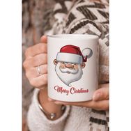 Stüdyo SM Vektörel Çizim Merry Christmas Yazılı Noel Baba Logo Baskılı 2&#039;li Kupa Bardak