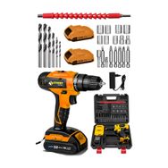 Sturdy 58V 6AH Lion Çift Akülü Turuncu Turbo Şarjlı Vidalama Matkap + 27 Parça Uç