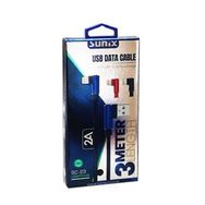 Sunix SC23 3 m İos Lightning 2A Siyah Çıkışlı Data Ve Şarj Kablosu