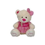 Sunman Oturan Çizgili Elbise 40 cm Peluş Ayı