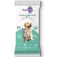 Supreme 60 Adet Yeşil Çaylı Kedi ve Köpek Temizleme Mendili