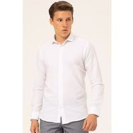 Süvari Slim Fit Beyaz Düz Erkek Gömlek