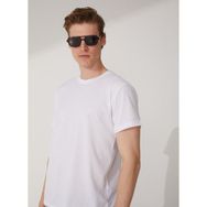 Süvari TS1014000278 O Yaka Armürlü Beyaz Erkek T-Shirt