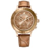 Swarovski 5632260 Octea Lux Chrono Deri Kayış Kahverengi Sarı Altın Rengi Kaplama Kol Saati