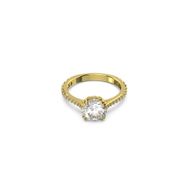 Swarovski 5642623 60 Constella Round Pave Princess Cut Beyaz Sarı Altın Rengi Kaplama Yüzük