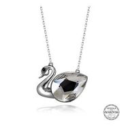 Swarovski 925 Ayar Crystal Kuğu Kare Kadın Gümüş Kolye