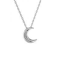 Swarovski Taşlı Çift Hilal Model 925 Ayar Gümüş Kolye
