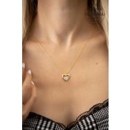 Swarovski Taşlı Kalp Model Altın Kaplama Zirconia Gümüş Kolye
