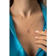 Swarovski Taşlı Küp Model Rose Kaplama Zirconia Gümüş Kolye