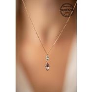 Swarovski Taşlı Mekik Model Rose Kaplama Crystal Gümüş Kolye