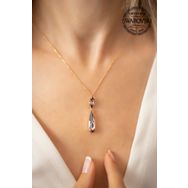 Swarovski Taşlı Mekik ve Damla Model Rose Kaplama Crystal Gümüş Kolye