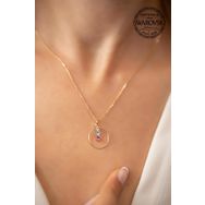 Swarovski Taşlı Mix Üçtaşlı Halka Model Rose Kaplama Crystal Gümüş Kolye