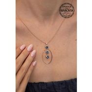 Swarovski Taşlı Oval Model Rose Kaplama Crystal Gümüş Kolye